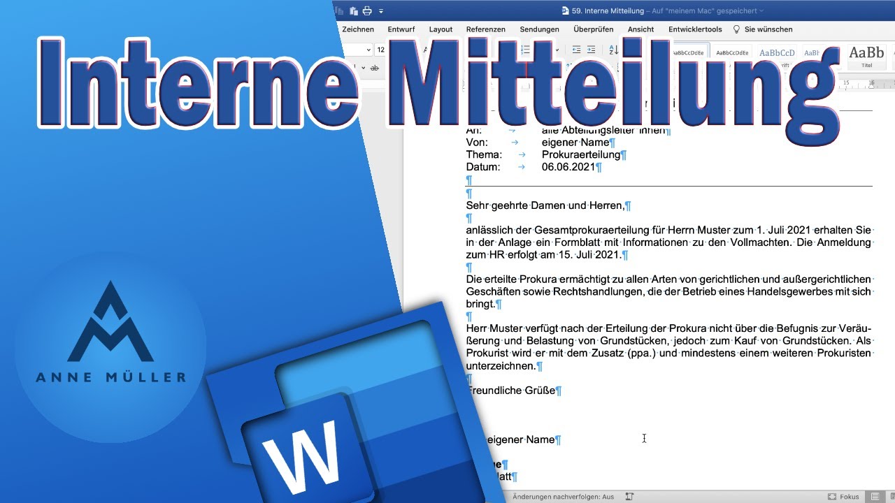 So verfassen Sie eine Interne Mitteilung - Microsoft Word