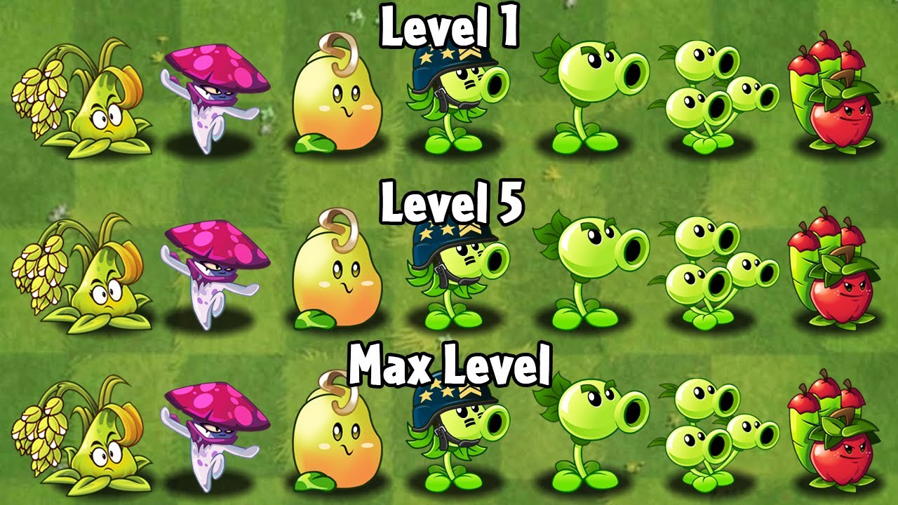 Every Plants Level 1 vs Level 5 vs Max Level - PvZ 2 Plant vs Plant