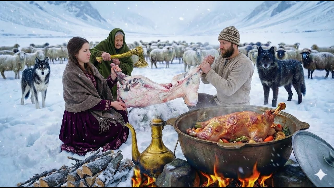 Surviving the Coldest Village in Afghanistan -73°C | Shepherd Mother Cooking Mutton Biryani