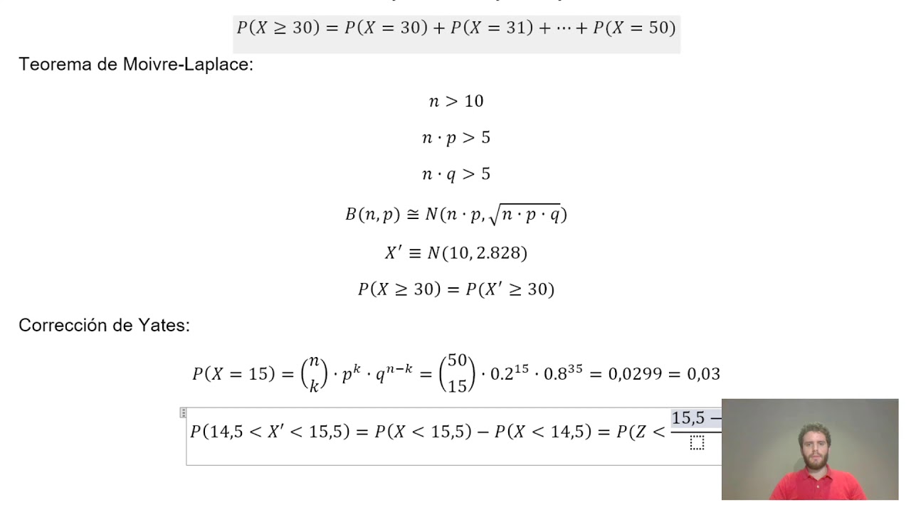 Distribuci&oacute;n binomial a normal 2 - Correcci&oacute;n de Yates