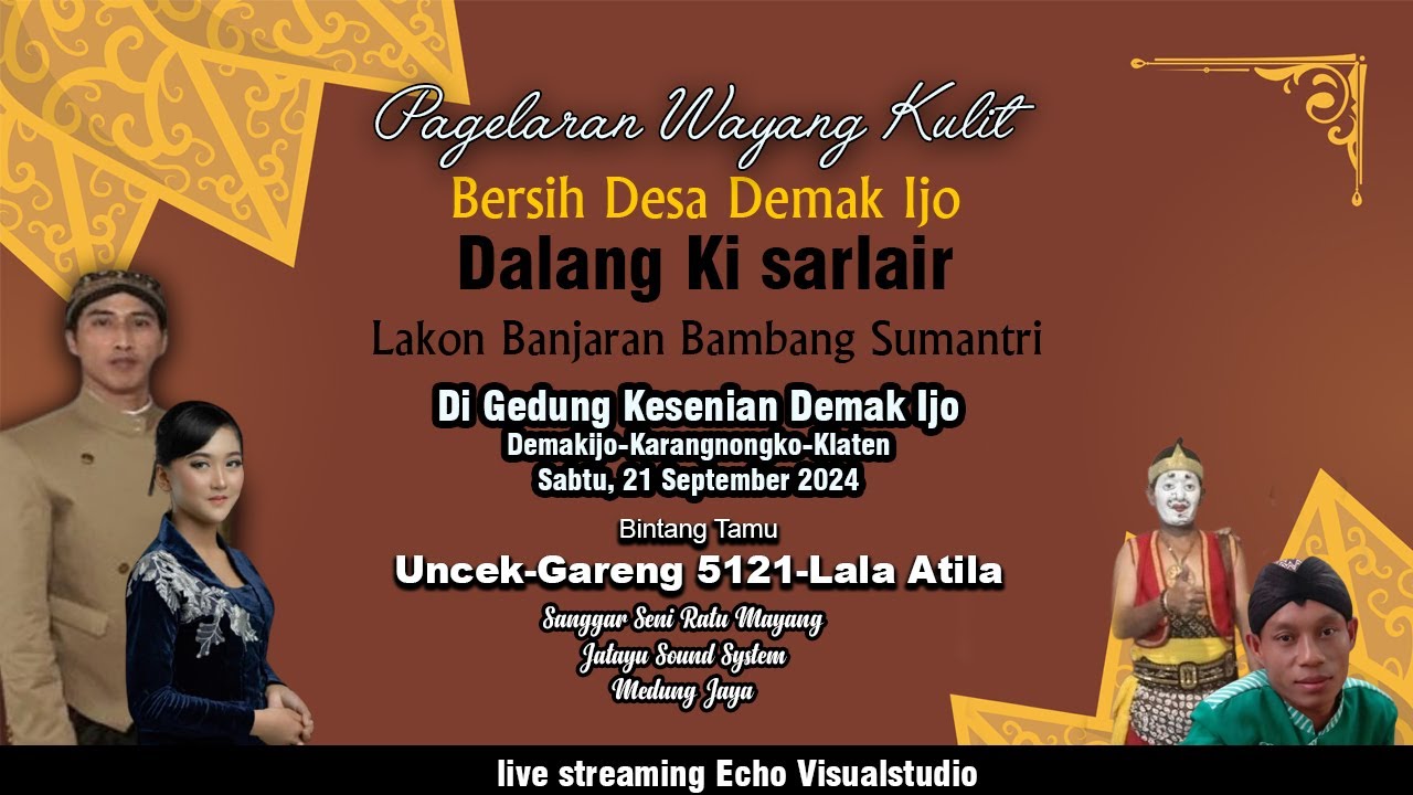 LIVE WAYANG KULIT KI SARLAIR.//LK BANJARAN BAMBANG SUMANTRI//BT UNCEK, LALA ATILA, GARENG 5121