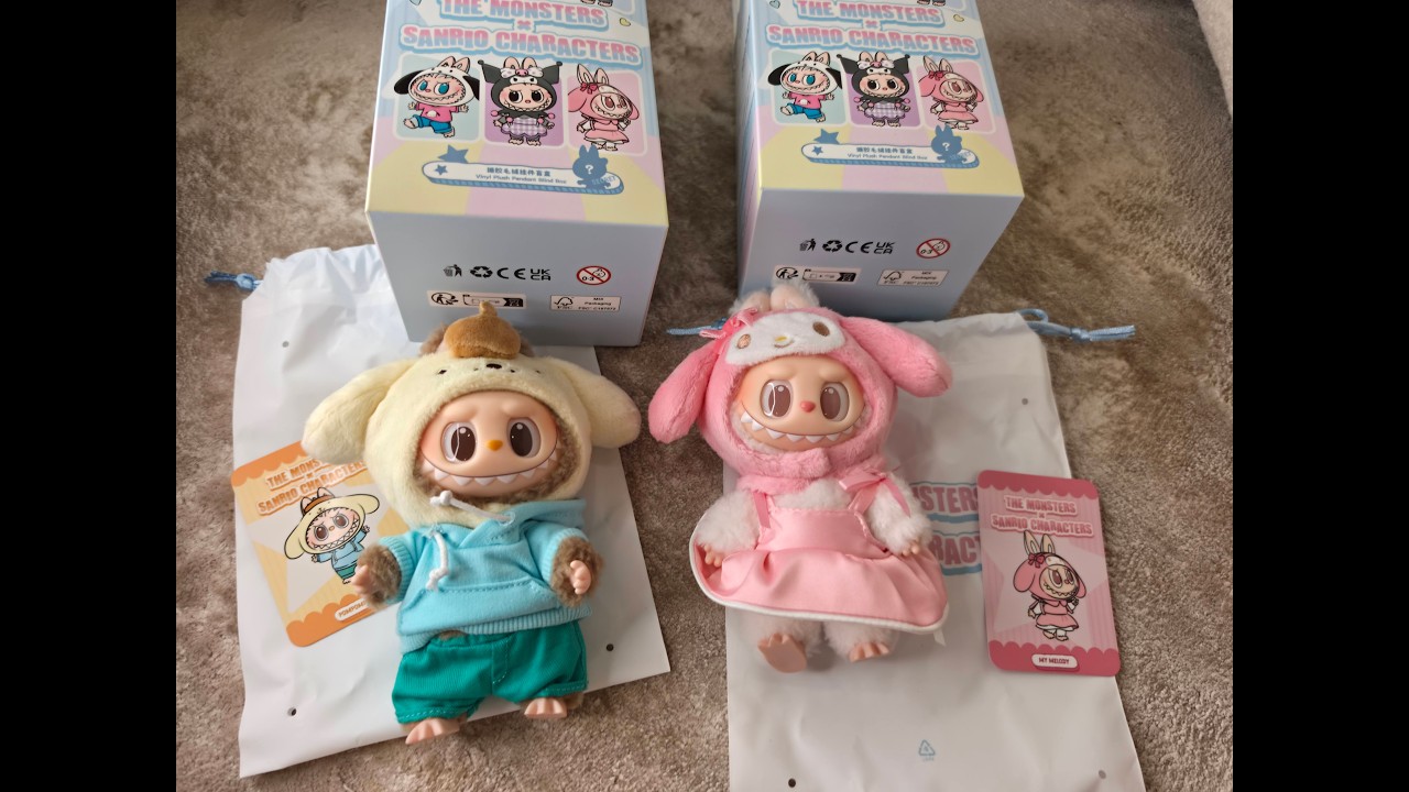 Распаковка эксклюзивных виниловых плюшевых игрушек The Monsters LABUBU POP MART x Sanrio — 2 коро...