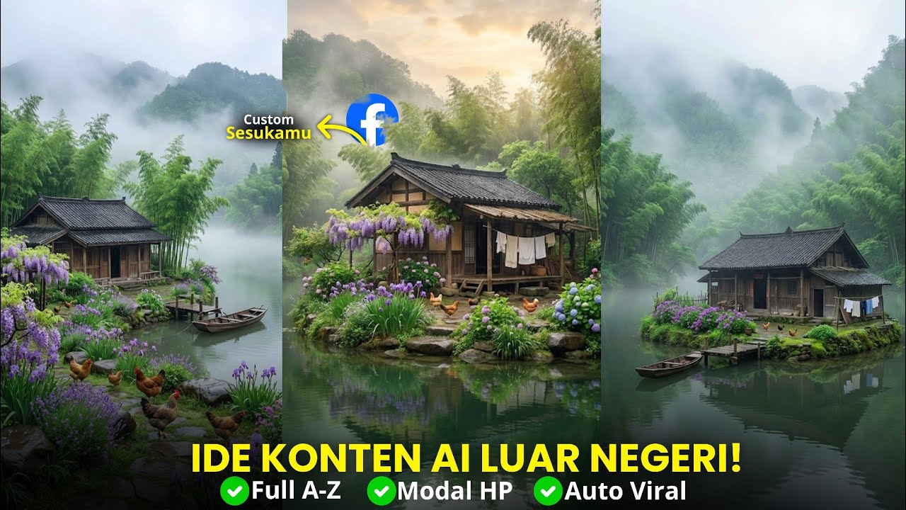 Auto FYP FB PRO! Edit Video AI Rumah di Pulau Satisfying Modal HP Aja!