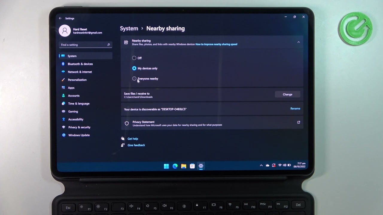 HUAWEI MateBook E Windows 11 -  How To Enable & Disable Nearby Share