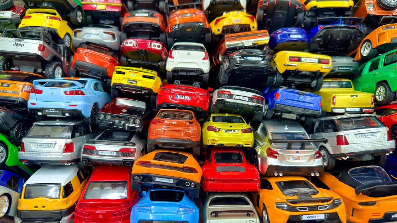 Large Collection of Model Cars Inside the Box: SUVs, Sedans, Sports Cars, Pickup Trucks and etc