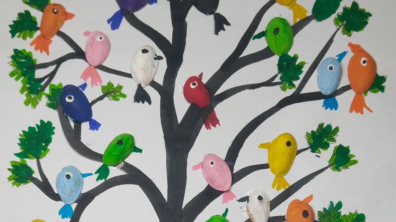 Birds with pista shells craft