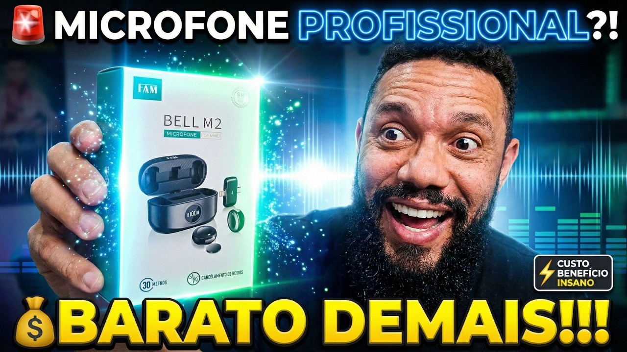 MICROFONE DE LAPELA SEM FIO FAM BELL M2 &Eacute; TOP. AUDIO PROFISSIONAL CUSTANDO BEM POUCO. REVIEW.
