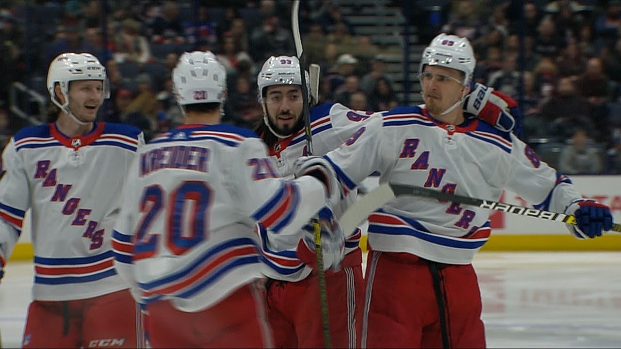 Buchnevich steals Merzlikins' celly after goal