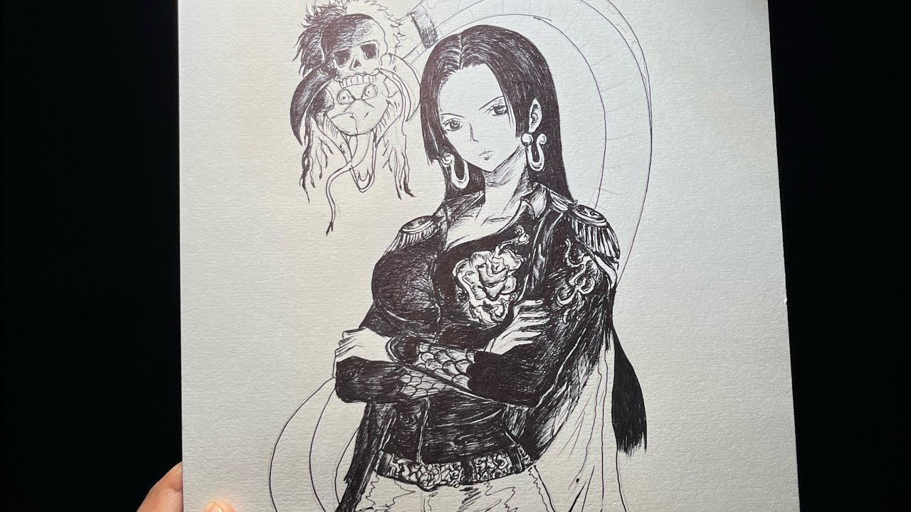 Boa Hancock Ball Pen Drawing LIVE 🔥 | One Piece Anime Art #hancock #onepiece #live