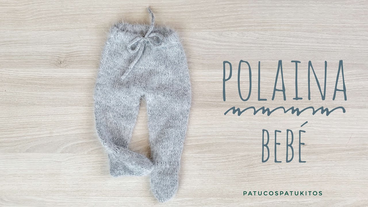 Tejemos polaina para bebe. Tantalones con pies para bebe tejidos con agujas circulares