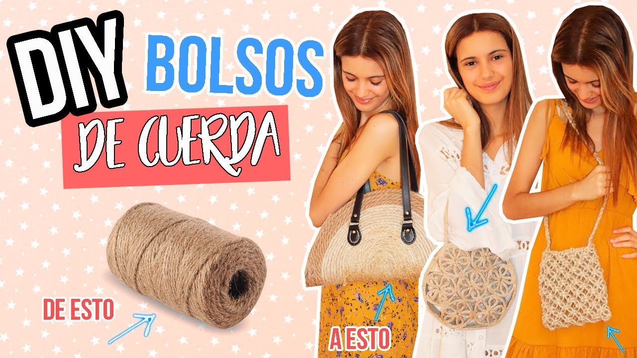 DIY 3 bolsos - Convierte un trozo de cuerda en tres bolsos de verano / FÁCIL y BARATO
