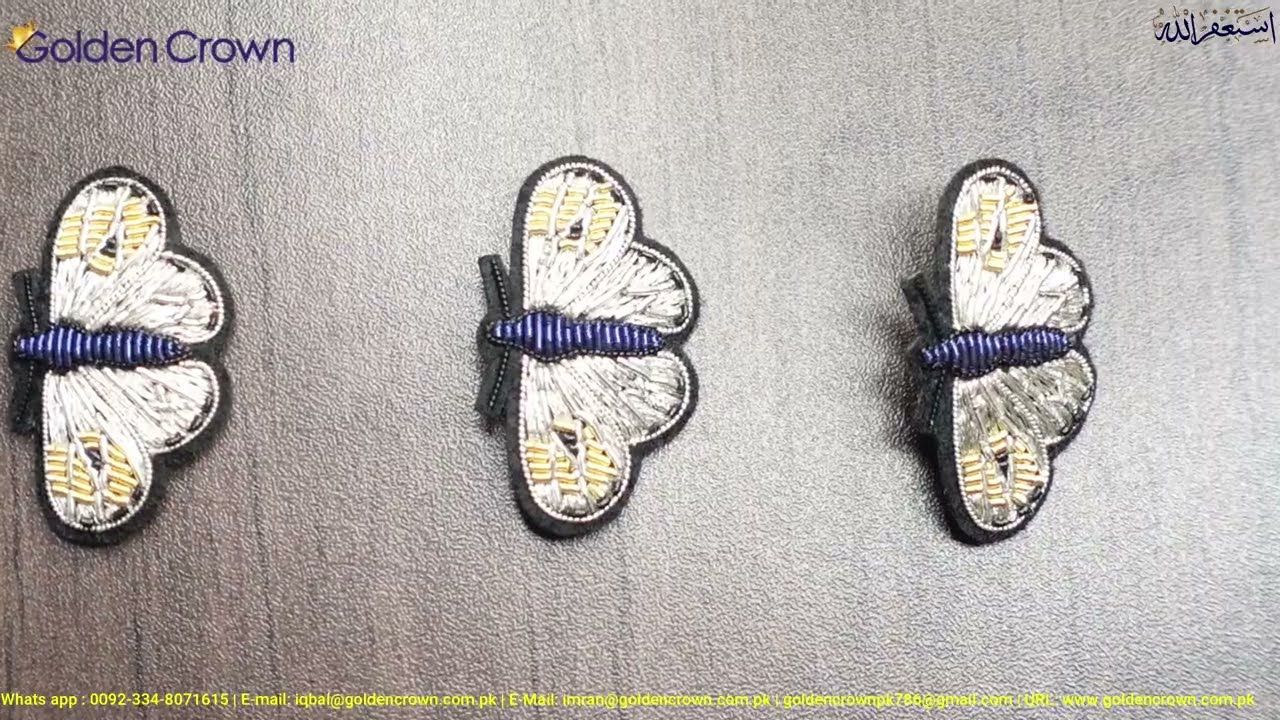 Limited edition goldwork butterfly brooch, Bullion Wire Embroidery Fancy brooch, Brooches-suppliers