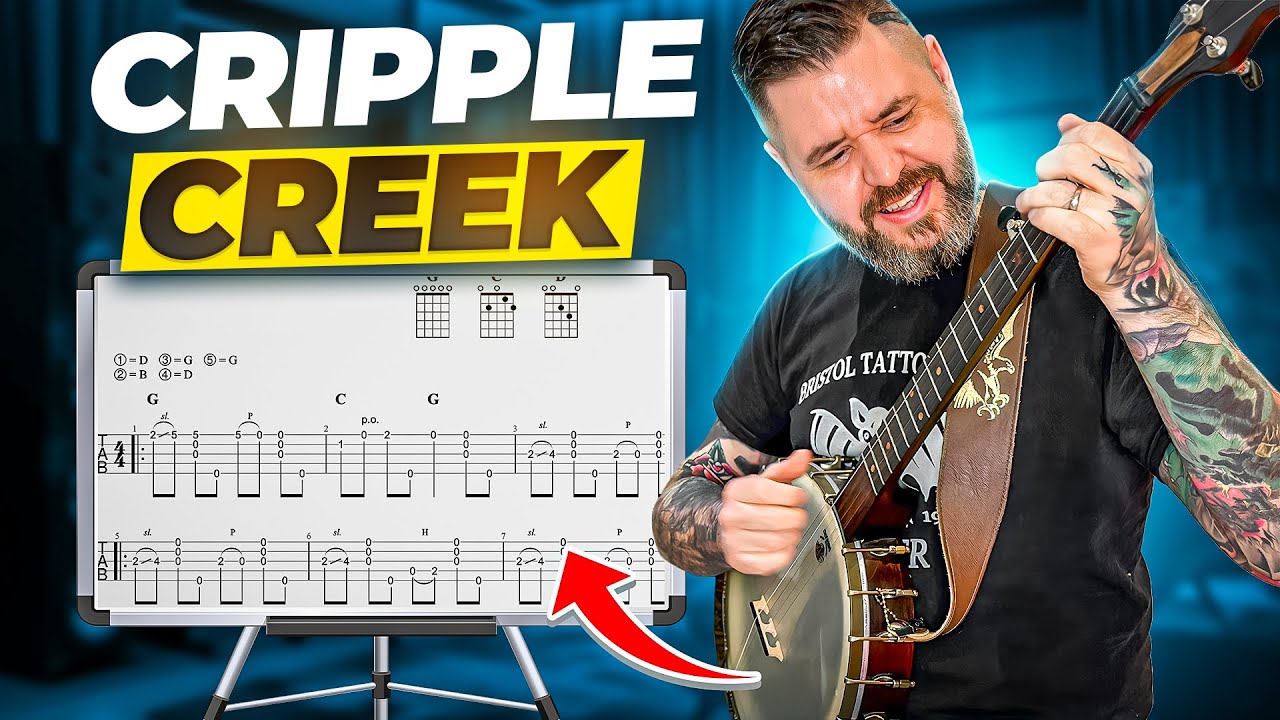 Beginner Clawhammer Banjo Lesson | Cripple Creek Tutorial with tab