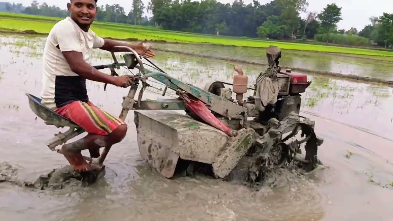  গ্রামের কৃষক, পাওয়ার টিলার দিয়ে জমি চাষ। চারদিকে ফাঁকা মাঠ। #trending #vlog 