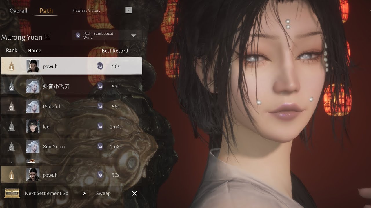 Where Winds Meet - Murong Yuan(0:56) Bamboocut - Wind Rank 2(path)