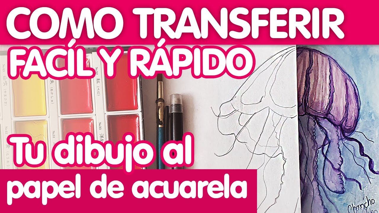 Como transferir tu boceto al papel acuarela |  How to transfer your sketch to watercolor paper 🐖