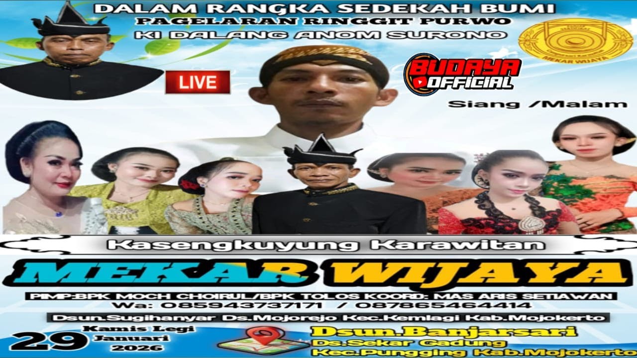 🛑 Pagelaran Wayang Kulit KI DALANG ANOM SURONO  Dsn Banjarsari Ds Sekar Gadung  Pungging Mojokerto