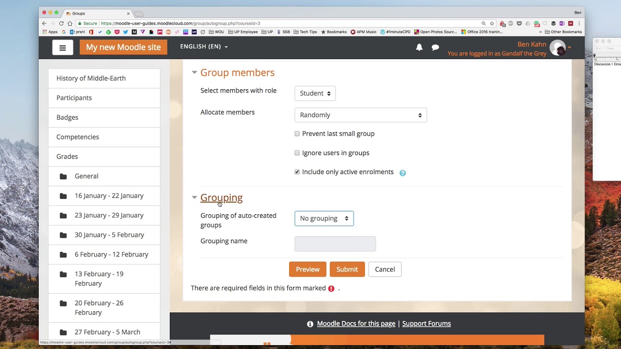 Auto create Moodle Groups and Assign to Groupings