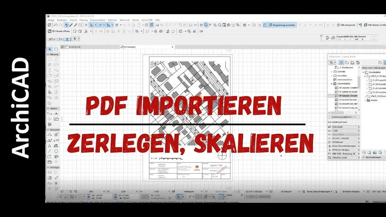 ArchiCAD - PDF importieren, zerlegen (explodieren), skalieren - Vektorgrafik