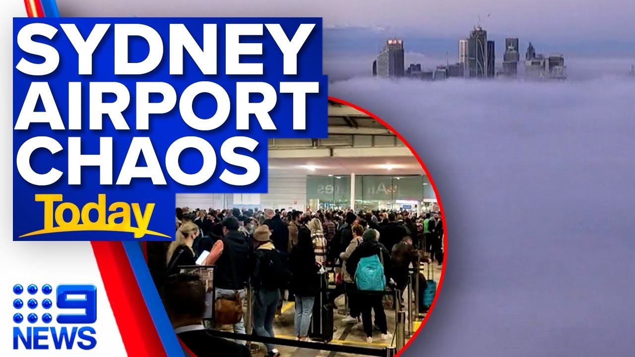Fog and technical issue causes major delays at Sydney Airport | 9 News Australia