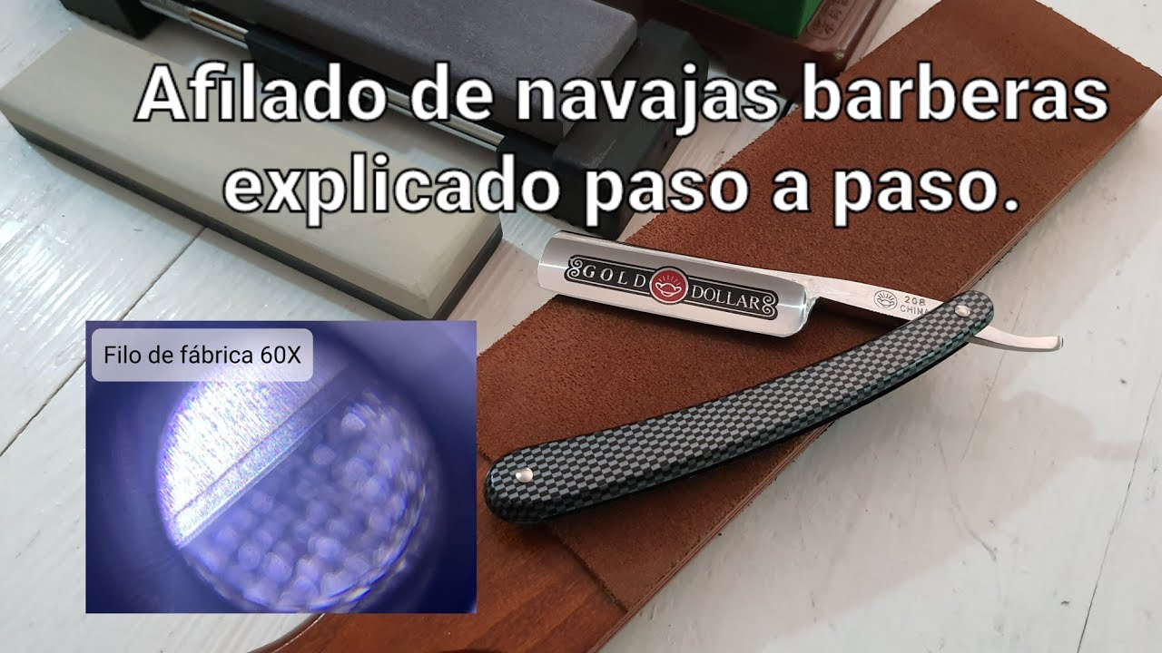 Afilado de navajas barberas explicado paso a paso: biselar, afilar, pulir y asentar.