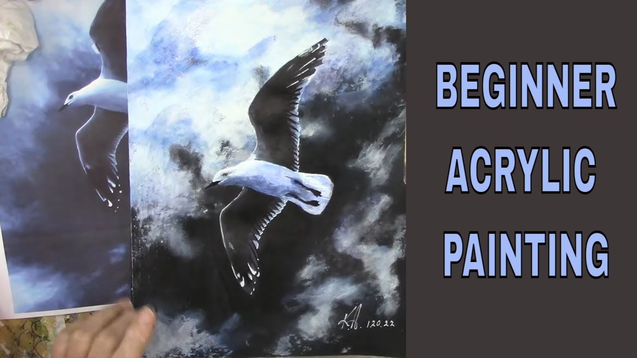 How to Paint a Flying Bird/ Beginner Acrylic Painting