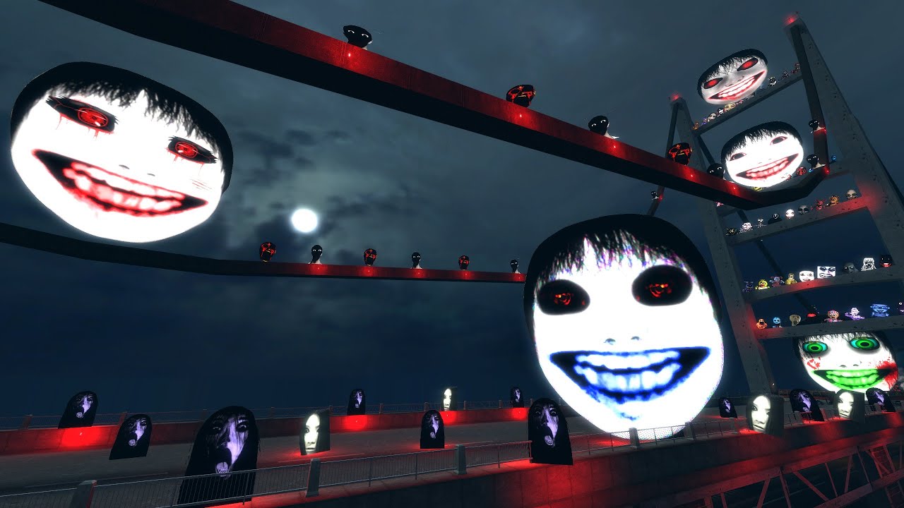 Bridge of Ghost Horde Among Tornado, Yoshie, Grudge in Midnight Horror | Nextbot Chase GMOD