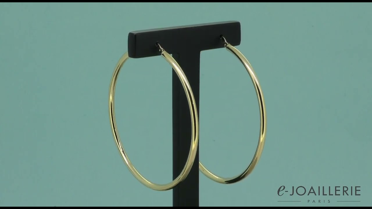 www.e-joaillerie.com - Boucles d'oreilles or jaune 18 carats cr&eacute;oles 50 mm