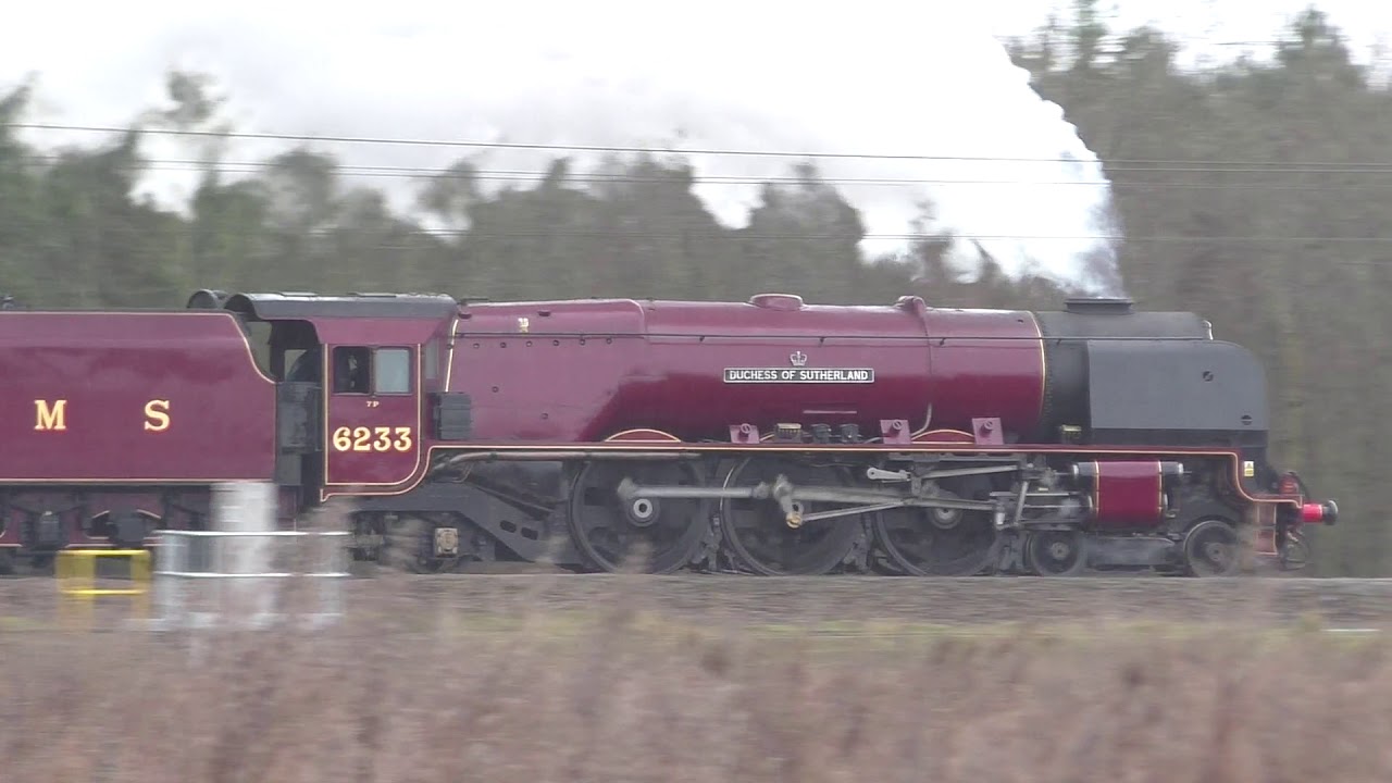 6233 Duchess of Sutherland battles storm Dennis.