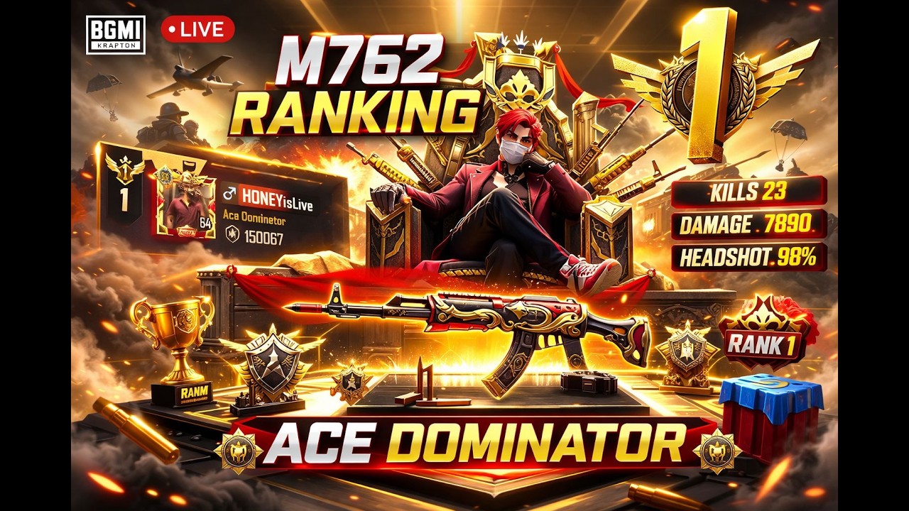 🔴  60 FPS KYA AJ HO PAYAG Rank 1 Combat Power Push with M762 💪 BGMI Clutch Gameplay  #honeyislivex16