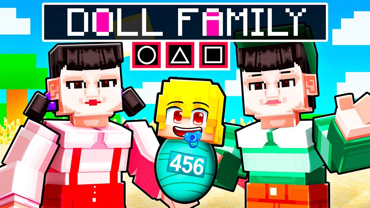 Adopted By SQUID GAME DOLL FAMILY in Minecraft!