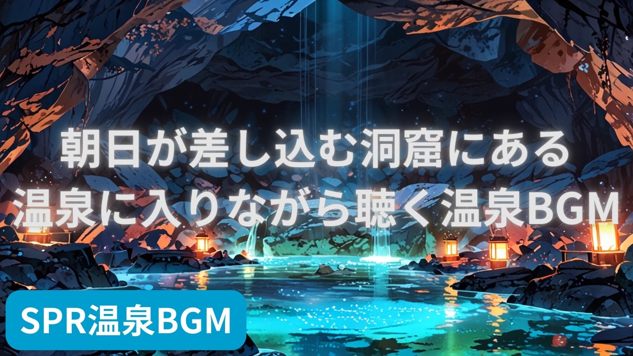 朝日が差し込む洞窟にある温泉に入りながら聴く温泉BGM | Onsen BGM to Relax in a Cave Hot Spring Bathed in Morning Sunlight