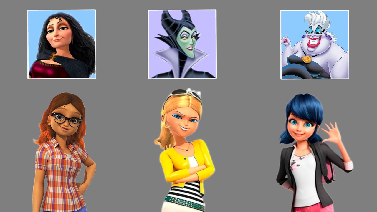 Miraculous into Disney Villains & Disney Villains as Miraculous | Marinette, Alya & Chloe