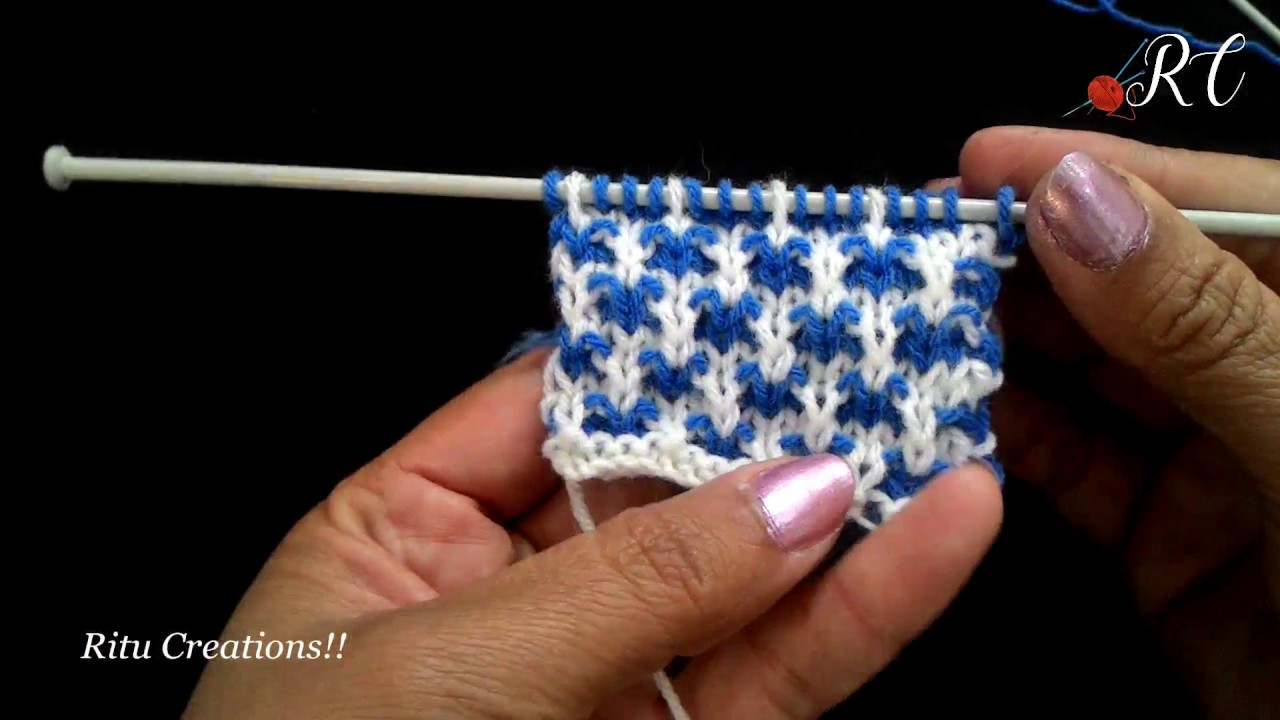 Very Easy Double Col Design Series no  # 110 (बहुत ही आसान दो रंगो का डिज़ाइन ) | Knitting Hindi |