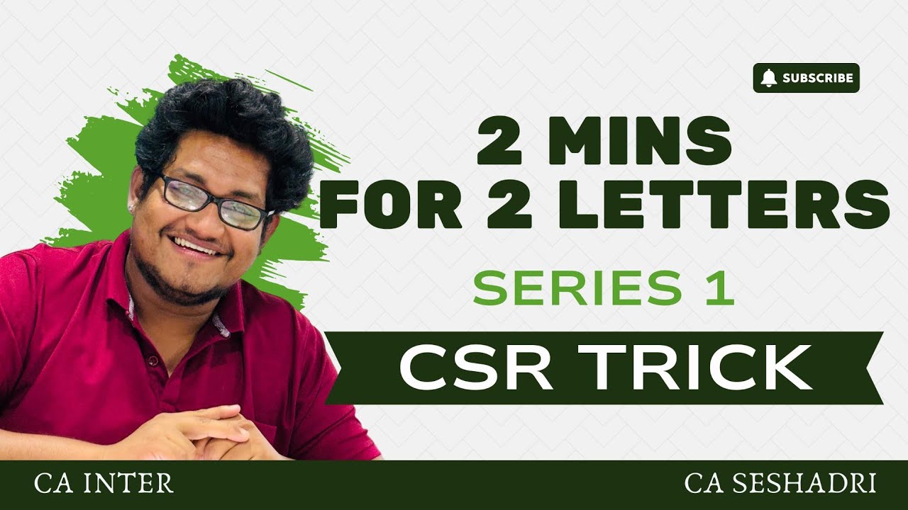 CSR STUDY TRICK | 2 MIN | CA INTER | TAMIL