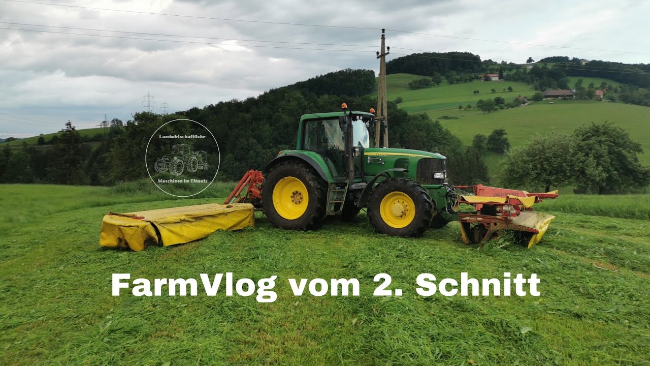 FarmVlog #1 | 2 Schnitt mähen mit John Deere und Pöttinger Power | Maschinen im Einsatz