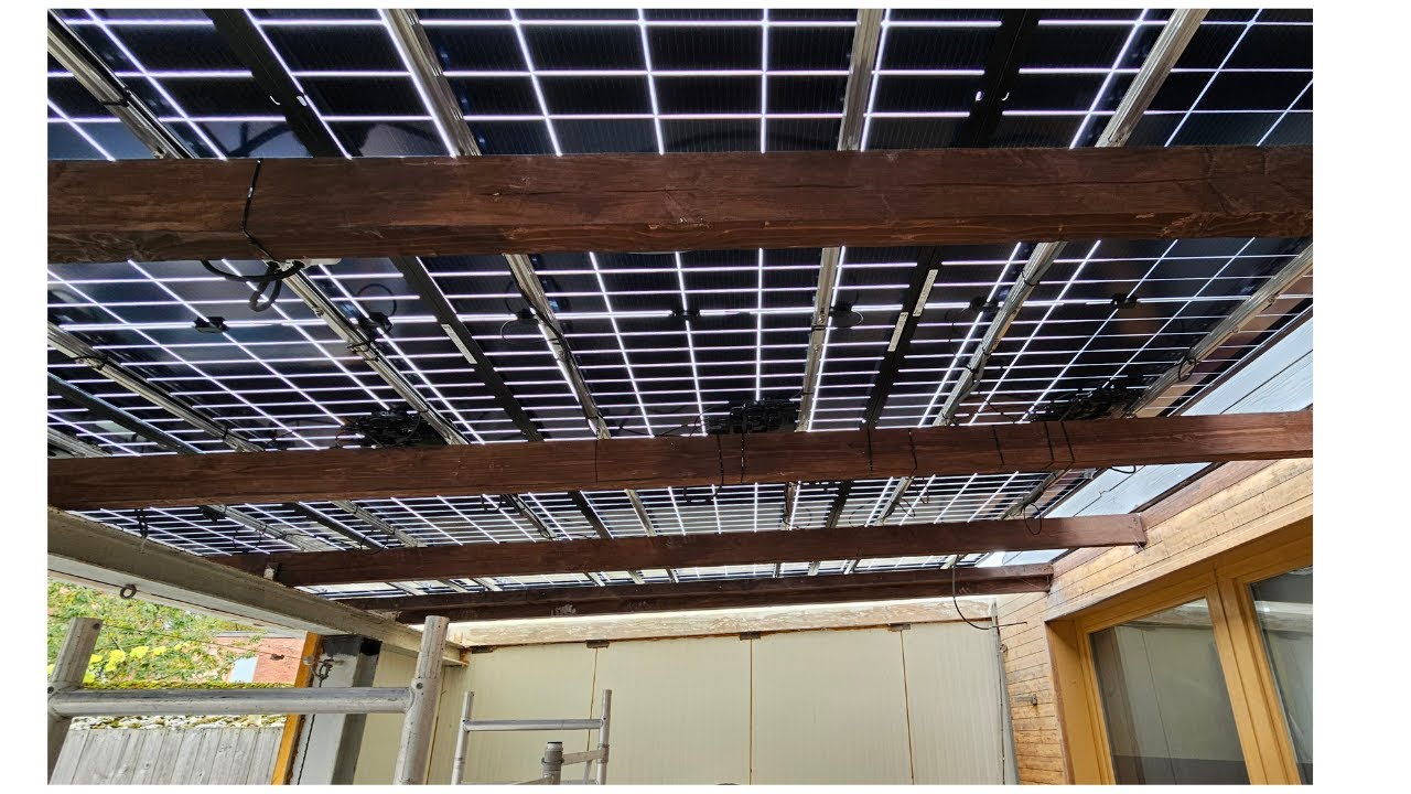 Bifaciale glas glas zonnepanelen 440wp als overkapping in de tuin - hobbymatig