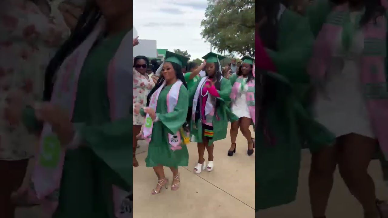 Sisters of Alpha Kappa Alpha Doing One Last Stroll Together After Graduation!