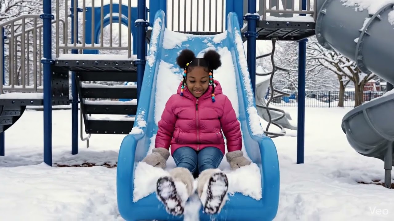 Twinkle Plays on the Slide in the Snow ❄️🛝 | Cute Snow Day Moment