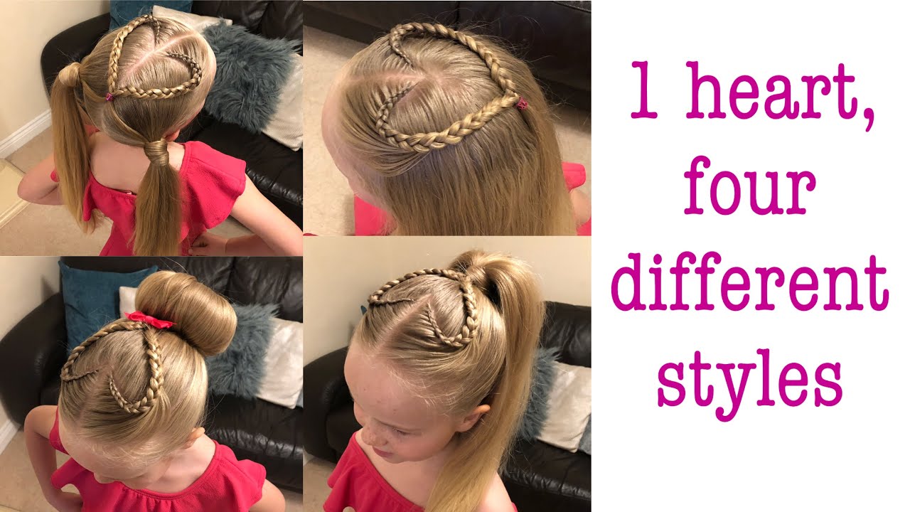 Four Different Valentines hair styles by Two Little Girls Hairstyles