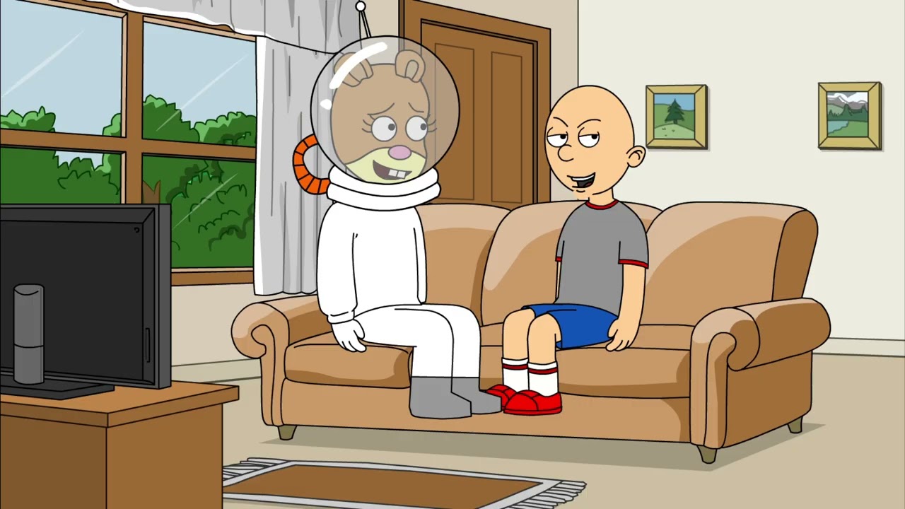 Classic Caillou misbehaves for his babysitter (ft. Sandy Cheeks)