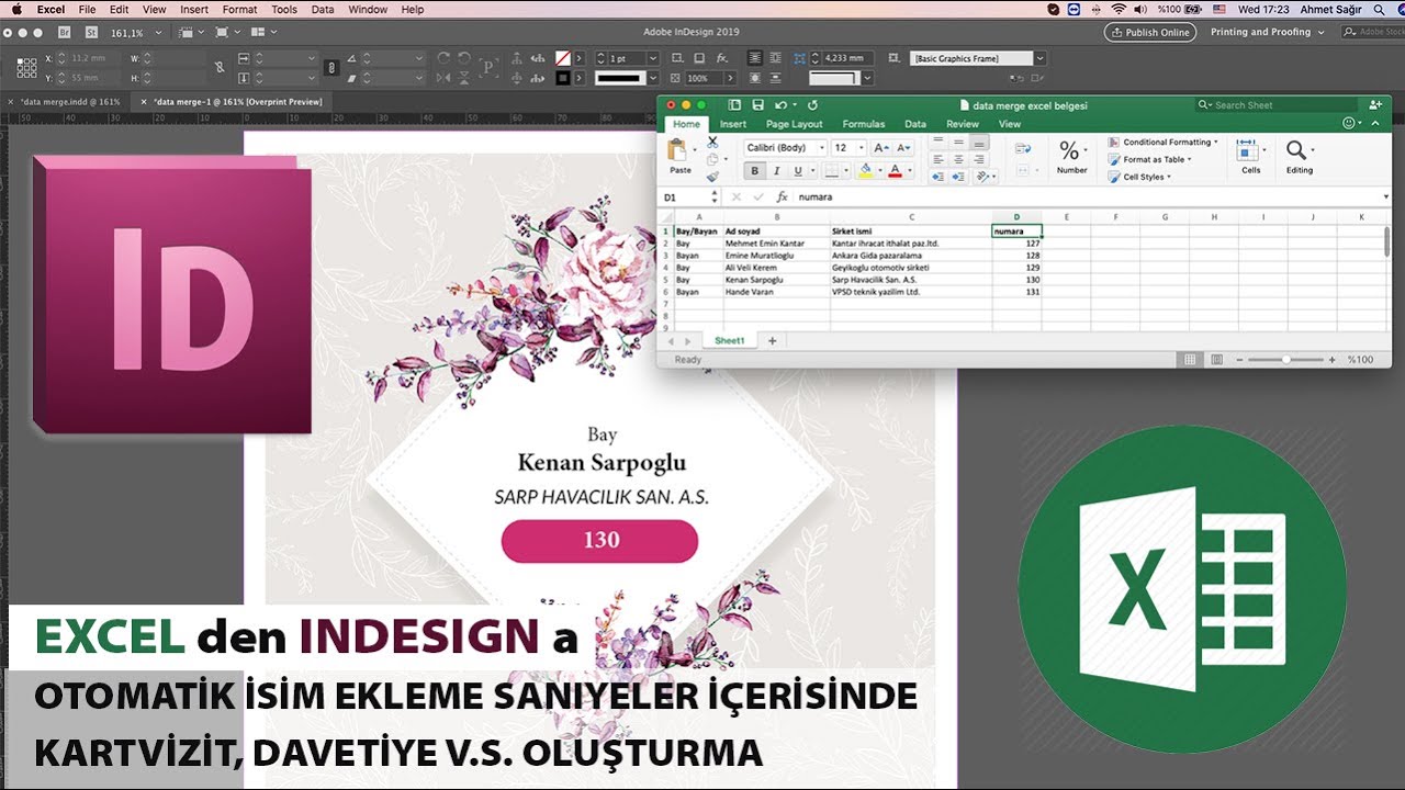 INDESIGN DATA MERGE  - EXCEL DEN OTOMATİK İSİM EKLEME - SANİYELER İÇERİSİNDE DAVETİYE OLUŞTURMA