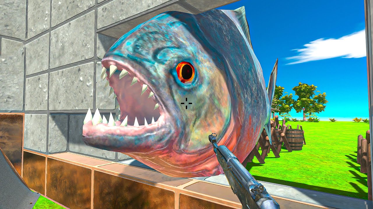 Piranha Attacks The House - Animal Revolt Battle Simulator