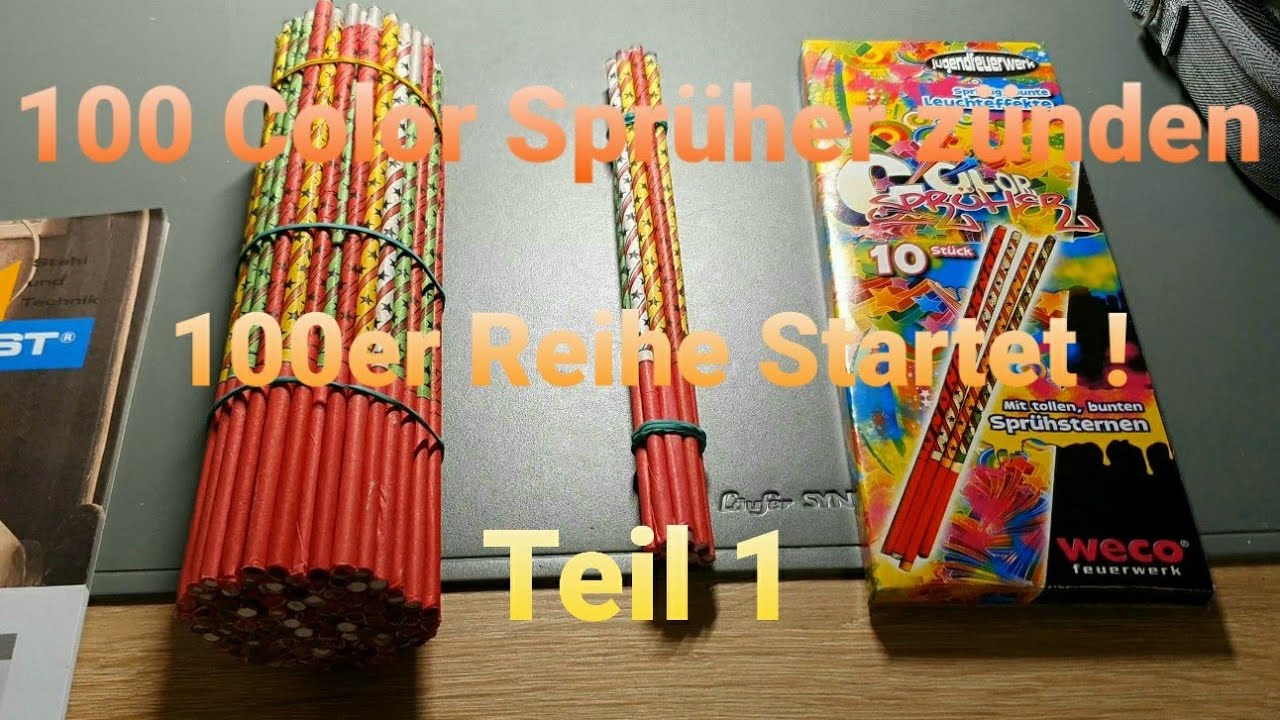 💥100 Color Spr&uuml;her💥 Massen Z&uuml;ndung (Jugendfeuerwerk) 100er Reihe Full:2160p/60fps