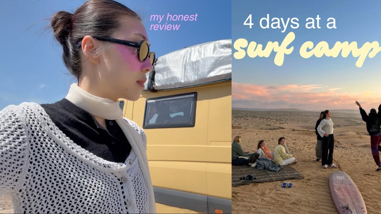 Surf trip to Morocco 🏄🏻‍♀️ | first time surfing, Blue Waves surf camp, Tamri dunes, camel riding