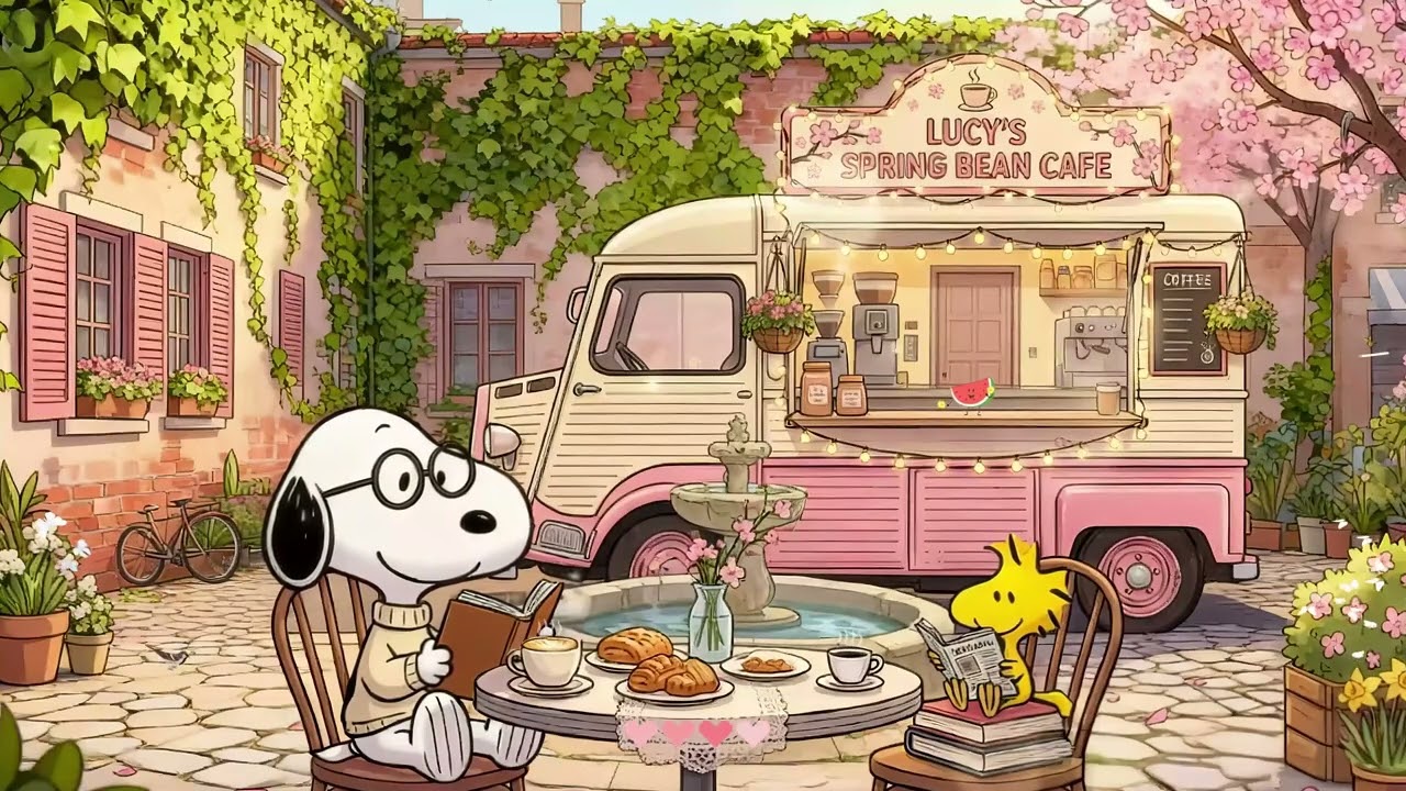 Snoopy Spring Lofi Coffee ☕ Slow Lofi Beats for Reading & Relaxation 📖 Study & Focus