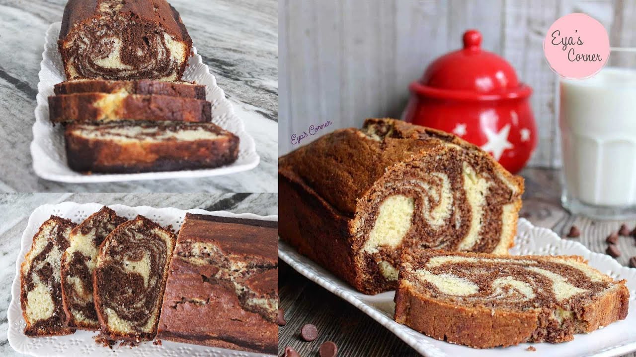 طريقه عمل الكيك الرخامي - Cake marbré quatre quarts