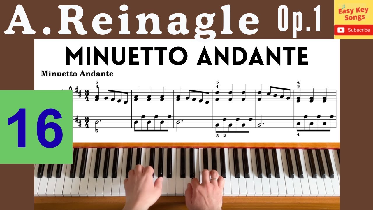 A.Reinagle - 24 Short And Easy Pieces Op.1. No.16 Minuetto Andante | Beginner Classical Piano Pieces
