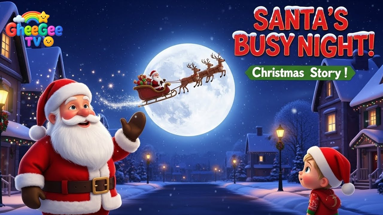 Santa Claus Story Song! 🦌 Flying, Landing, Delivering | Kids Christmas Video