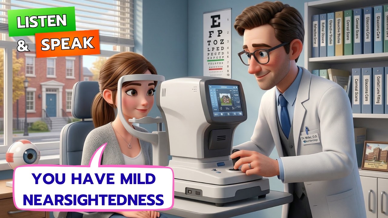 At the Eye Clinic | Eye Exam | Real-Life English Dialogue | A2